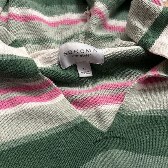 Sonoma Striped Sweater V Neck Size Large - Picture 2 of 3